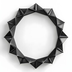 Poster - Striking Geometric Metal Frame in Matte Black Isolated on White Background Perfect for Modern and Industrial Decor