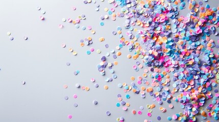 Poster - Pastel-colored confetti scattered on a light background.