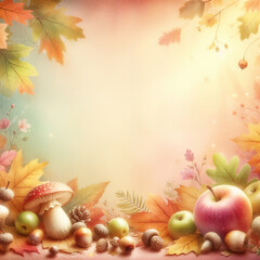 Poster - Autumn background with leaves. AI