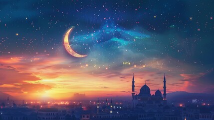 Sticker - islamic background with moon