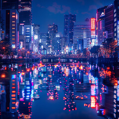 Wall Mural - Abstract architecture background of Tokyo, Japan at night ar  