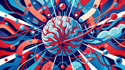 Wall Mural - Abstract Colorful Brain Concept Illustration with Dynamic Patterns