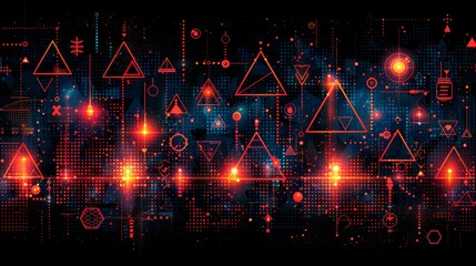 Fototapete - abstract technology design featuring geometric shapes with realistic graphic shapes decoration in isolated elegant background, businsess background presentation