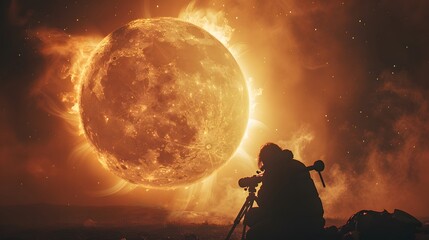 Wall Mural - A solar eclipse viewed through a telescope, capturing the awe of astronomical events List of Art Media Photograph inspired by Spring magazine