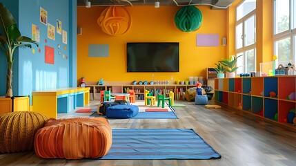 Poster - Engaging Early Childhood Learning Environment Filled with Interactive Play Stations and Colorful Decor