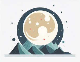 Wall Mural - full moon vector icon on white background, planet logo