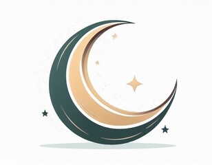 Wall Mural - crescent moon vector icon on white background, logo, planet