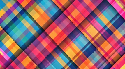 Poster - abstract background design with multicolored gingham pattern and intersecting striped texture for wa