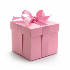 gift box with ribbon and bow on white background, isolated