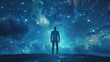 © Thares2020 - Solitary Figure Gazing at Breathtaking Starry Sky Embodying Visionary Leadership and Boundless Possibilities