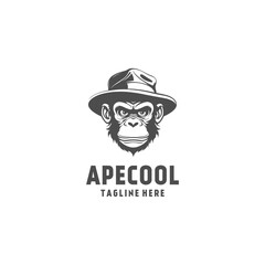 Wall Mural - Ape with hat logo vector illustration