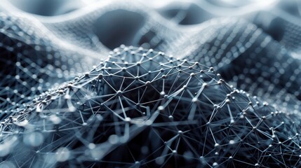 Poster - A breathtakingly realistic depiction of an abstract geometric mesh pattern, reminiscent of a cosmic tapestry of interconnected structures.