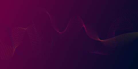 Aufkleber - Abstract colorful particles wave line on blue, pink gradient background. Digital glowing futuristic technology concept abstract background. Dynamic waves use for business modern concept. vector. 