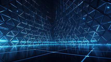Poster - Abstract background with structure of neon triangles and technology style.