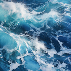 Canvas Print - Illustration of blue waves in the ocean
