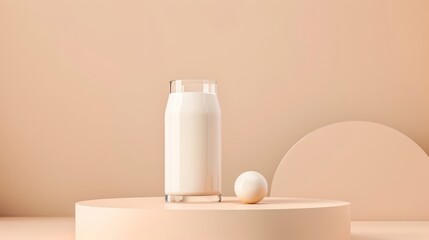 Wall Mural - podium with milk for ads. dairy month. milk day