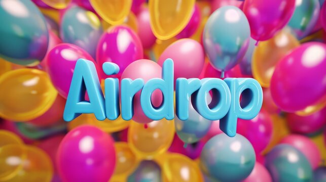 Cryptocurrency Airdrop symbol created in 3D Typography.