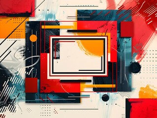 Poster - Vibrant geometric frame with bold patterns in a modern abstract art composition perfect for contemporary art pieces web banners or magazine covers