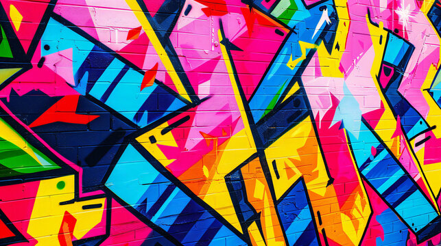  abstract multi colored funky graffiti art background with thick lines chaotic irregular geometric shapes