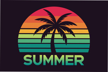 Wall Mural - summer vibes with palm tree t-shirt design