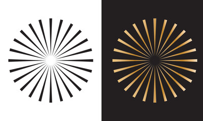 Gold and black retro sunburst clip art set, vector sunray illustration, decorative element collection. EPS 10/AI