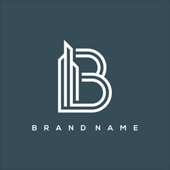 line art initial B building logo vector