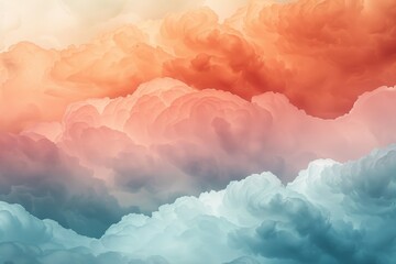 Poster - Abstract summer clouds, shapes float softly in varied hues