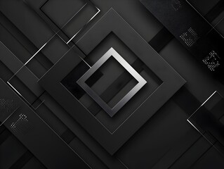 Poster - Sleek Geometric Pattern Frames in Dark Monochrome Minimalist Background Suitable for Tech Designs and Graphics