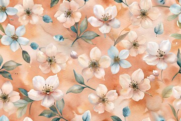 Wall Mural - Elegant watercolor floral pattern