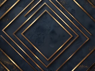 Poster - Luxurious Geometric Black and Gold Frame with Elegant Patterns on Dark Stylish Background Suitable for Upscale Events