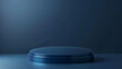 © Nasim - Shiny dark blue round pedestal on studio backdrops. Blue Blank display or clean room for showing product , Minimalist mockup for podium display or showcase ,3d rendering of a blue pedestal on a dark