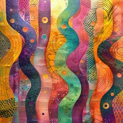 Poster - On the first day of summer, vibrant hues blend into intricate, abstract designs and patterns