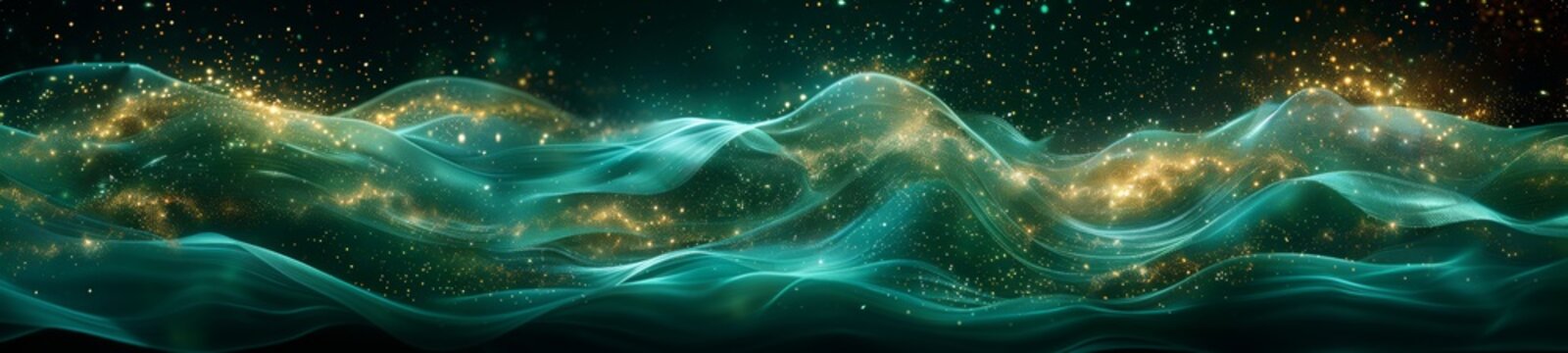 Wave background. The soft flow of yellow and green waves creates a mesmerizing and magical visual delight.