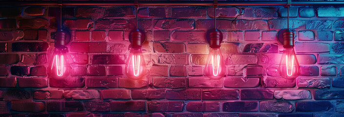 Wall Mural - old concrete wall neon light.