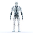 © JADE - Futuristic 3D Male Character with Transparent Panels Revealing Internal IGBT Components on White Background, Technology Concept