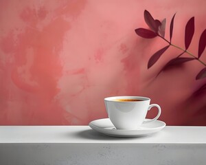 Sticker - Espresso in a modern and minimalist cup with clean lines and a sophisticated sleek background creating a coffee in a cup concept with ample copy