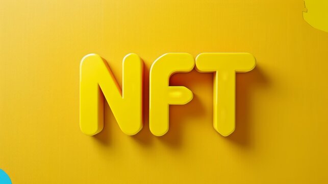 Yellow Non-Fungible Token or NFT concept art poster.