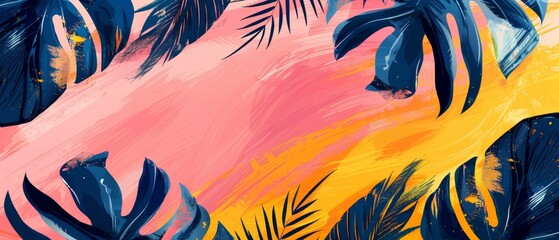 Poster - Explore vibrant summer patterns through abstract illustrations with a colorful palette