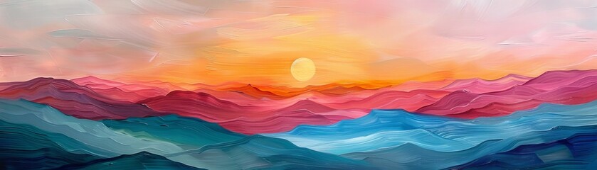 Poster - summer sunrise, bright hues, abstract shapes