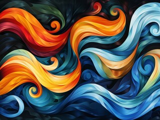 Poster - Summer waves with colorful patterns and abstract shapes inspire creativity and evoke a sense of freedom