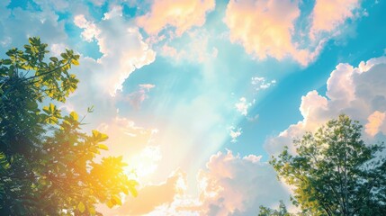 Wall Mural - colorful summer sky with clear weather and beautiful morning nature