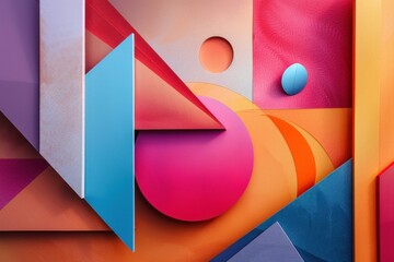 Poster - Dynamic and modern geometric shapes background with vibrant and colorful abstract patterns, perfect for minimalist and contemporary design concepts