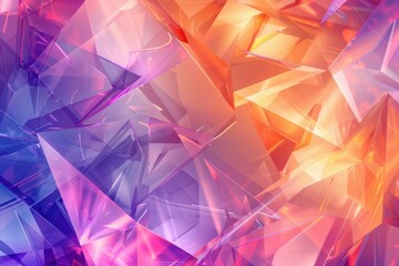 Poster - Vibrant and colorful abstract crystal background with pink and blue geometric shapes and textures, creating a modern and artistic digital wallpaper with bright and light design elements