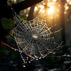 spider web with dew drops
