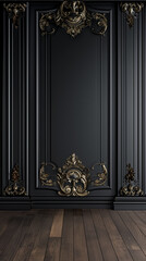 Sticker - Elegant black wall with ornate gold details