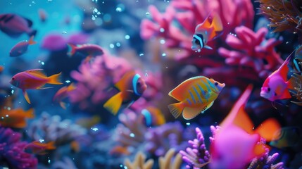 Poster - A colorful fish swimming in a coral reef