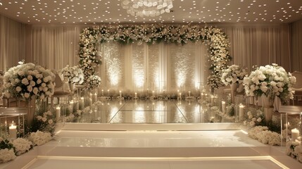 Poster - A wedding reception hall with a white theme
