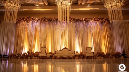 Aufkleber - A large room with a long wall of flowers and a white couch