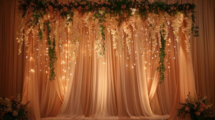 Aufkleber - A beautiful floral arrangement is hanging from the ceiling, creating a warm