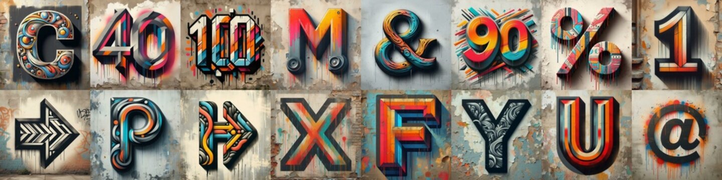 Graffiti style Lettering Typeface. AI generated illustration